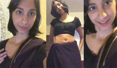 NRI Girl In Black Saree Mastrubating With Dildos MMS Viral