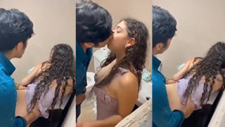 Horny Couple Fucking in Public Bathroom Secretly